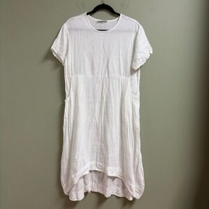 Bryn Walker Women 100% Linen Lagenlook Dress Tunic Size XS White Cottage Prairie